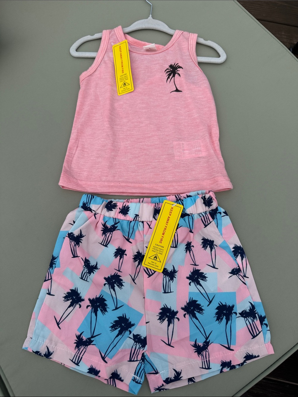 Boys Pink Palm Tank & Printed Shorts Set - Kids
